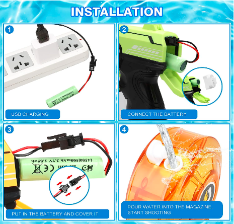 INSOON Electric Water Gun Pistol - Rechargeable Automatic Water Pistols with 450 CC + 58 CC Large Capacity