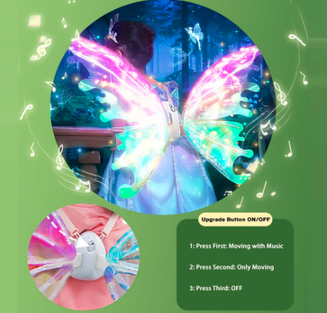 Electric Fairy Butterfly Wings with LED Lights - Perfect Party Accessory with Moving Butterfly Wings
