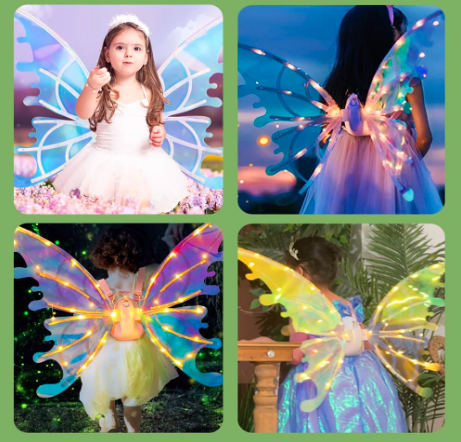 Electric Fairy Butterfly Wings with LED Lights - Perfect Party Accessory with Moving Butterfly Wings