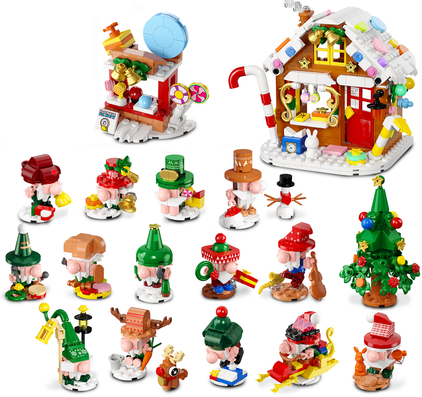 PLAXSOON Christmas 24 Gnome Gingerbread Building Set