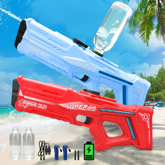 2PCS Rechargeable 32FT Water Guns Automatic Squirt Guns with Expansion
