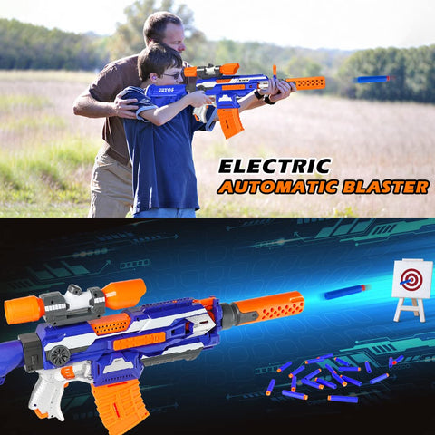 VATOS Electric Foam Blaster Toy Gun with 100 Pcs Darts, 7 DIY Automatic Machine Sniper Rifle Type with Scope