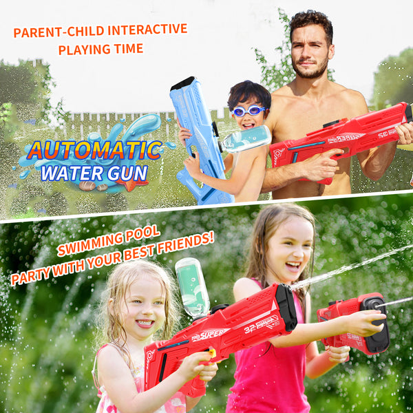 2PCS Rechargeable 32FT Water Guns Automatic Squirt Guns with Expansion