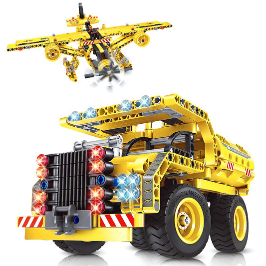 Transmission building blocks engineering dump truck & airplane 2 in 1