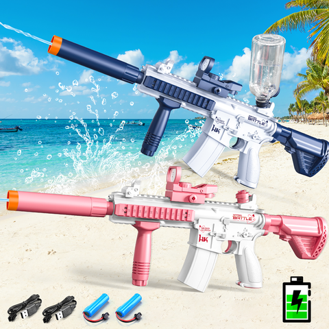 M416 Electric Water Guns 2 Packs, 32 FT Shooting, One-Touch Fully Automatic