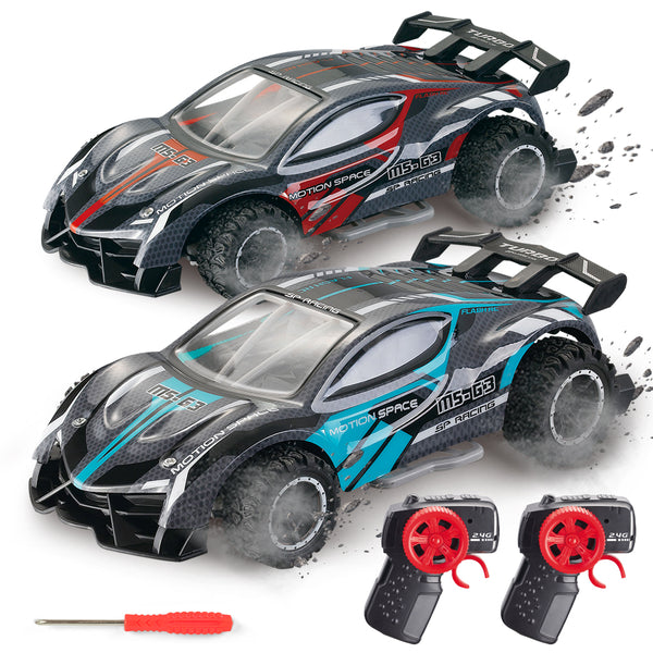 2 Pack RC Car with Colorful Led Lights, 2.4 Ghz High Speed 18km/H Rc Racing Car , 1/24 Scale Hobby Rc Cars Toys