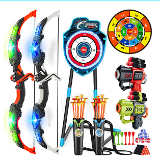 Light Up Archery Toy with Cup Suction Standing Target & 29 in Dart Board