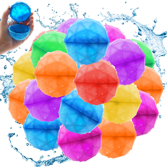 Reusable Water balloons 28 PCS, Colorful Diamond-Shaped, Latex-Free Silicone