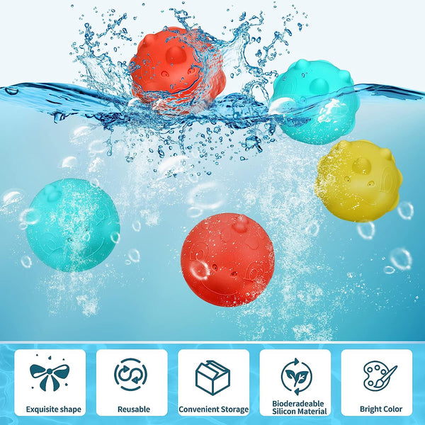 Reusable Water Balloons, Soft Silicone with Mesh Bag, Adorable Animal Emojis