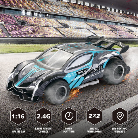 2 Pack RC Car with Colorful Led Lights, 2.4 Ghz High Speed 18km/H Rc Racing Car , 1/24 Scale Hobby Rc Cars Toys