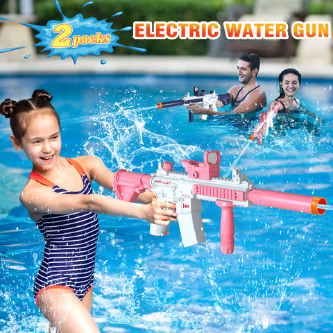 M416 Electric Water Guns 2 Packs, 32 FT Shooting, One-Touch Fully Automatic