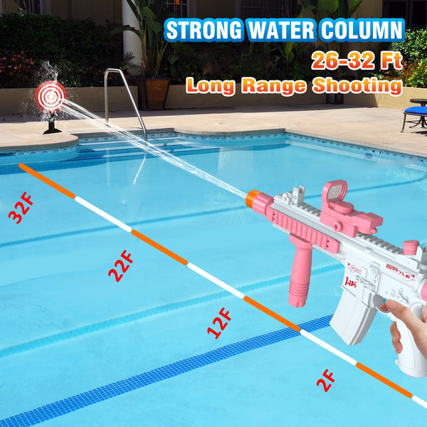 M416 Electric Water Guns 2 Packs, 32 FT Shooting, One-Touch Fully Automatic