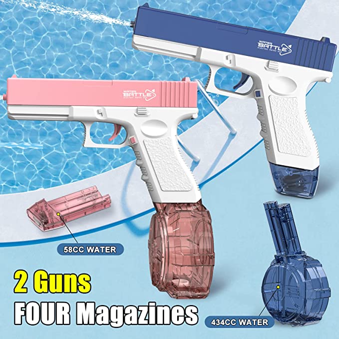 Electric Water Guns , 984CC Large Capacity, 4 magazines, 32FT Spray Blaster