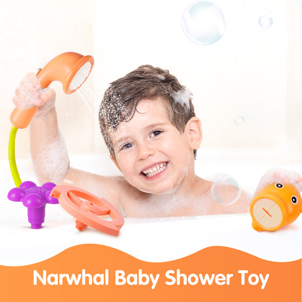 Baby Bath Toys, 4 in 1 Narwhal Bath Toys for Toddlers Infant Kids