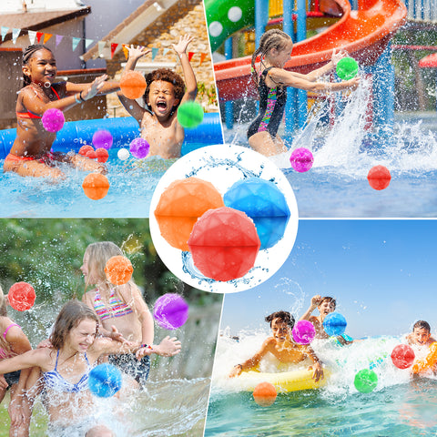 Reusable Water balloons 28 PCS, Colorful Diamond-Shaped, Latex-Free Silicone