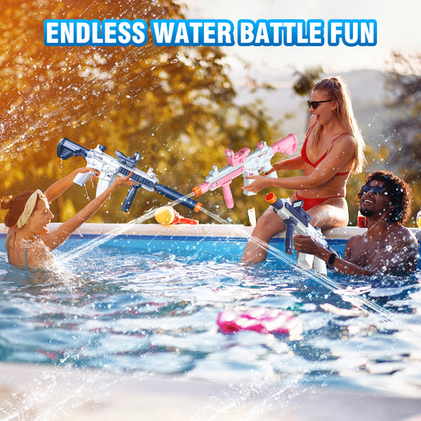 M416 Electric Water Guns 2 Packs, 32 FT Shooting, One-Touch Fully Automatic