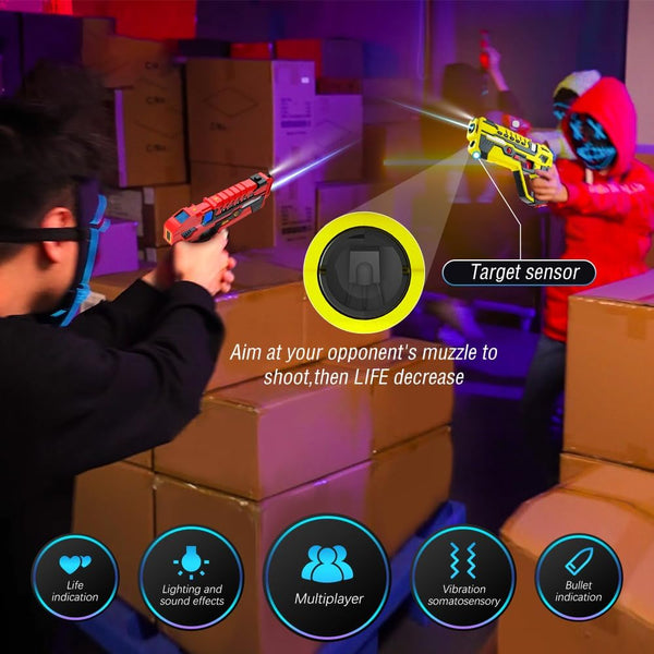 Rechargeable Toy Guns Set - 4 Player Toy Gun with Charging Station, No Vests Needed, Infrared Toy Guns with Data Display for Kids Teen Adults Family Group Activity Game for All Ages