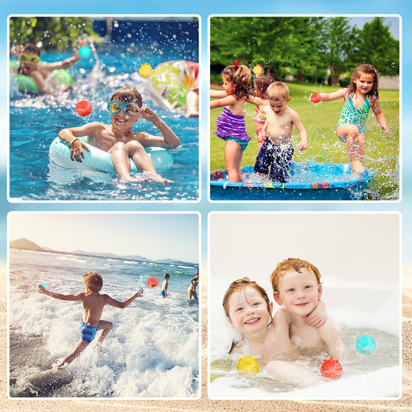 Reusable Water Balloons, Soft Silicone with Mesh Bag, Adorable Animal Emojis