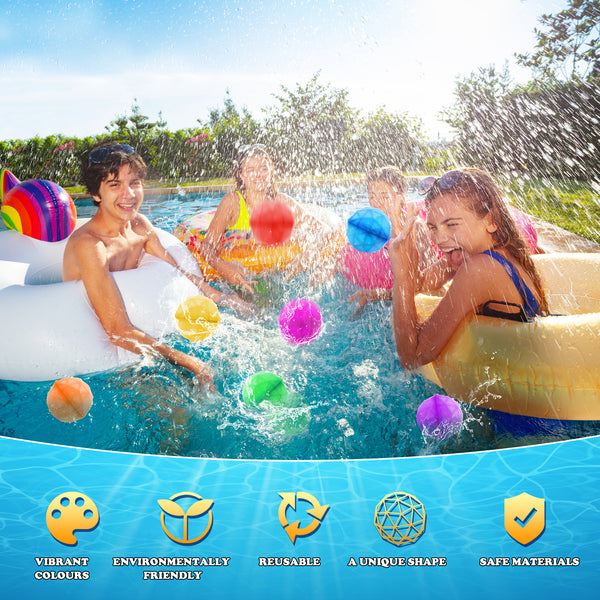 Reusable Water balloons 28 PCS, Colorful Diamond-Shaped, Latex-Free Silicone