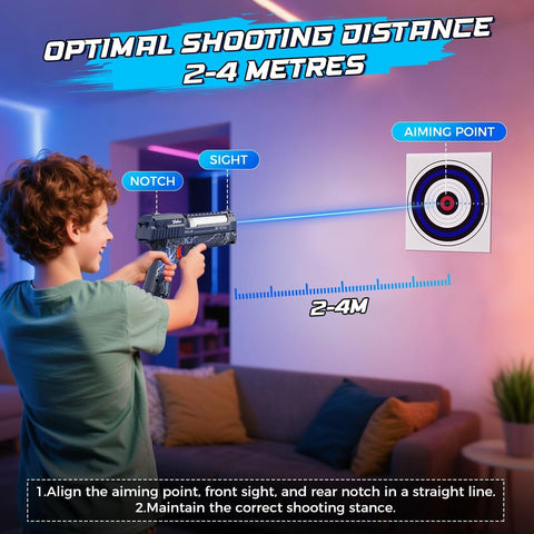Smart Electronic Shooting Game Set, 2.4GHz Rechargeable Toy Gun with Auto-Scoring Target and Real-Time Voice Feedback, 4 Game Modes, Indoor and Outdoor Shooting Game Toy for Kids Age 10+, Teens