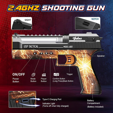 Smart Electronic Shooting Game Set with Auto-Scoring Target Base and Rechargeable Gun, Real-Time Voice Feedback, 4 Shooting Modes, Indoor Outdoor Toy for Teens Adults Family Party