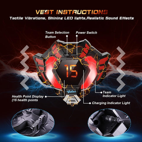 Rechargeable Laser Tag Set of 2 Player - 2.4GHz Data Fully SYNC 2 Gun & 2 Vest Sensors - Cool Birthday Toys & Ideas Laser Tag Gun for Kids Teen Adults for Outdoor Family Activities