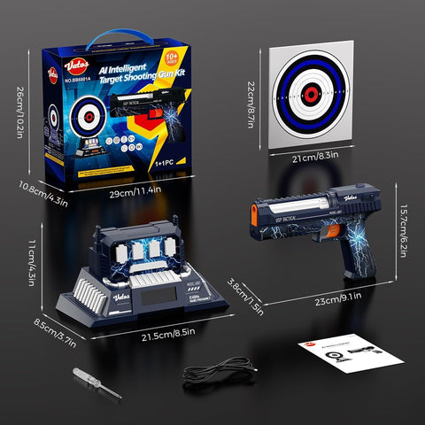 Smart Electronic Shooting Game Set, 2.4GHz Rechargeable Toy Gun with Auto-Scoring Target and Real-Time Voice Feedback, 4 Game Modes, Indoor and Outdoor Shooting Game Toy for Kids Age 10+, Teens