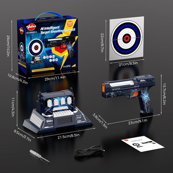 Smart Electronic Shooting Game Set, 2.4GHz Rechargeable Toy Gun with Auto-Scoring Target and Real-Time Voice Feedback, 4 Game Modes, Indoor and Outdoor Shooting Game Toy for Kids Age 10+, Teens