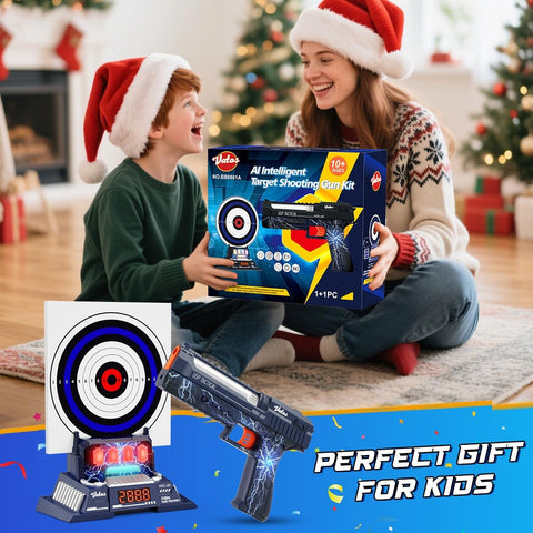 Smart Electronic Shooting Game Set, 2.4GHz Rechargeable Toy Gun with Auto-Scoring Target and Real-Time Voice Feedback, 4 Game Modes, Indoor and Outdoor Shooting Game Toy for Kids Age 10+, Teens