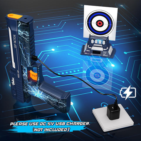 Smart Electronic Shooting Game Set, 2.4GHz Rechargeable Toy Gun with Auto-Scoring Target and Real-Time Voice Feedback, 4 Game Modes, Indoor and Outdoor Shooting Game Toy for Kids Age 10+, Teens