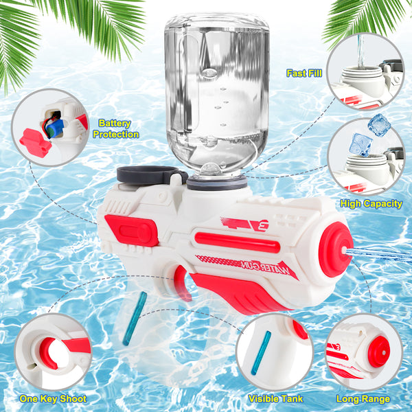 Water Pistol Guns 2 Packs, Automatic Fastfill Squirt Gun Blaster Up to 26FT