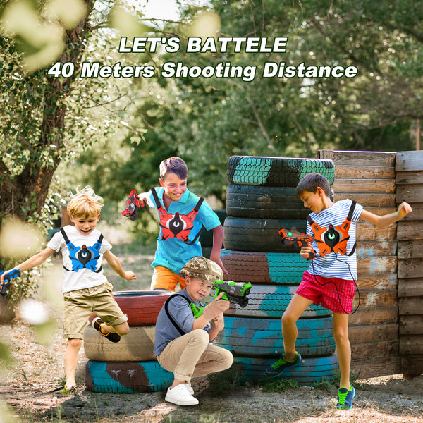 VATOS Oplaadbare lasertag-set met 360°-sensoren voor 4 spelers, 2,4 GHz infrarood real-time gegevensweergave, familie en groepen, spel voor kinderen en jongeren, cadeaus voor kinderen vanaf 6 jaar VATOS Oplaadbare lasertag-set met 360°-sensoren voor 4 spelers, 2,4 GHz infrarood real-time gegevensweergave, familie en groepen, spel voor kinderen en jongeren, cadeaus voor kinderen vanaf 6 jaar