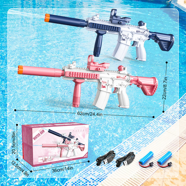 M416 Electric Water Guns 2 Packs, 32 FT Shooting, One-Touch Fully Automatic