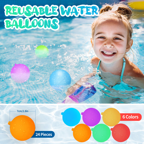 Reusable Water Balloons, VATOS 12PCS Refillable Silicone Water Bombs