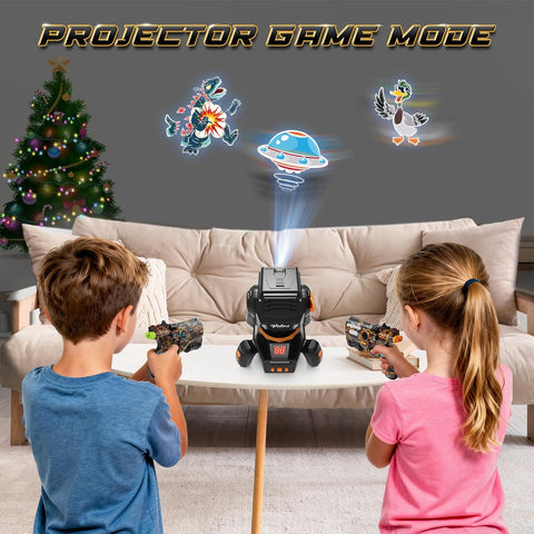 Rechargeable Infrared Laser Tag Set with Projector, 2 Players Toy Gun of Projector with Digital LED Score Display, 2.4GHz Real-time Data SYNC, Perfect Family Activity Toy for Kids,Teens,Adults