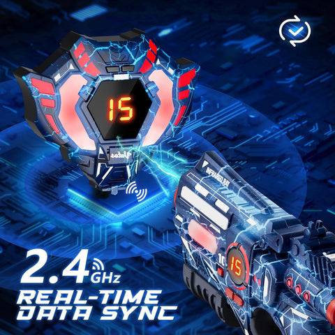 Rechargeable Infrared Laser Tag Set with Projector, 2 Players Toy Gun of Projector with Digital LED Score Display, Shooting Battle Games with 3 Targets,Family Activity Toy for Kids Teens Adults