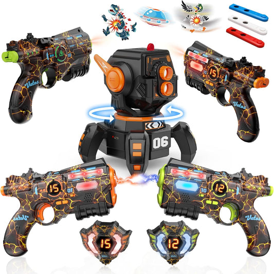 Rechargeable Infrared Laser Tag Set with Projector, 2 Players Toy Gun of Projector with Digital LED Score Display, 2.4GHz Real-time Data SYNC, Perfect Family Activity Toy for Kids,Teens,Adults