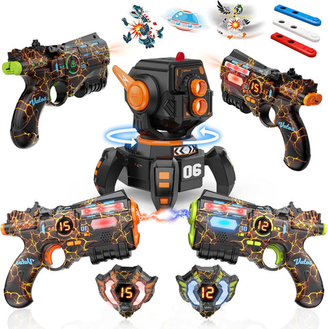 Rechargeable Infrared Laser Tag Set with Projector, 2 Players Toy Gun of Projector with Digital LED Score Display, 2.4GHz Real-time Data SYNC, Perfect Family Activity Toy for Kids,Teens,Adults