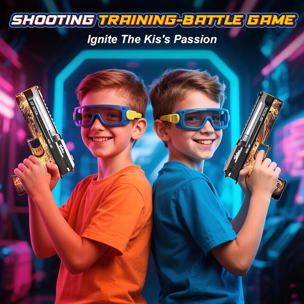 Smart Electronic Shooting Game Set with Auto-Scoring Target Base and Rechargeable Gun, Real-Time Voice Feedback, 4 Shooting Modes, Indoor Outdoor Toy for Teens Adults Family Party