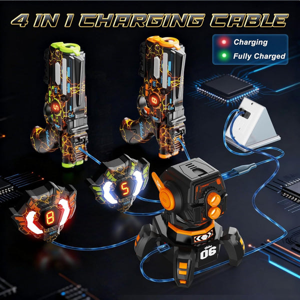 Rechargeable Infrared Laser Tag Set with Projector, 2 Players Toy Gun of Projector with Digital LED Score Display, 2.4GHz Real-time Data SYNC, Perfect Family Activity Toy for Kids,Teens,Adults