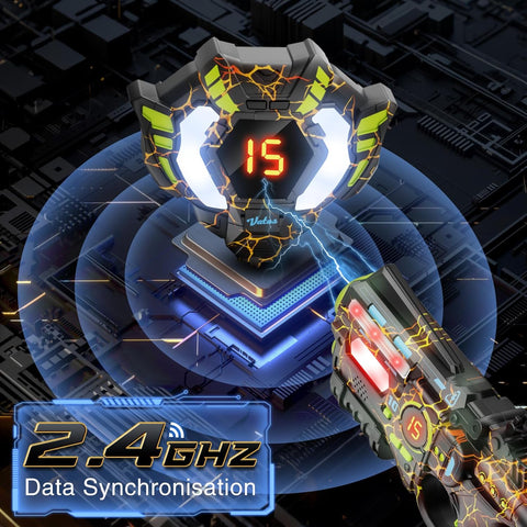 Rechargeable Infrared Laser Tag Set with Projector, 2 Players Toy Gun of Projector with Digital LED Score Display, 2.4GHz Real-time Data SYNC, Perfect Family Activity Toy for Kids,Teens,Adults