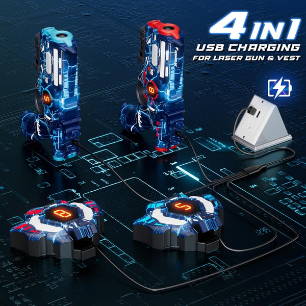 Rechargeable Infrared Laser Tag Set with Projector, 2 Players Toy Gun of Projector with Digital LED Score Display, Shooting Battle Games with 3 Targets,Family Activity Toy for Kids Teens Adults