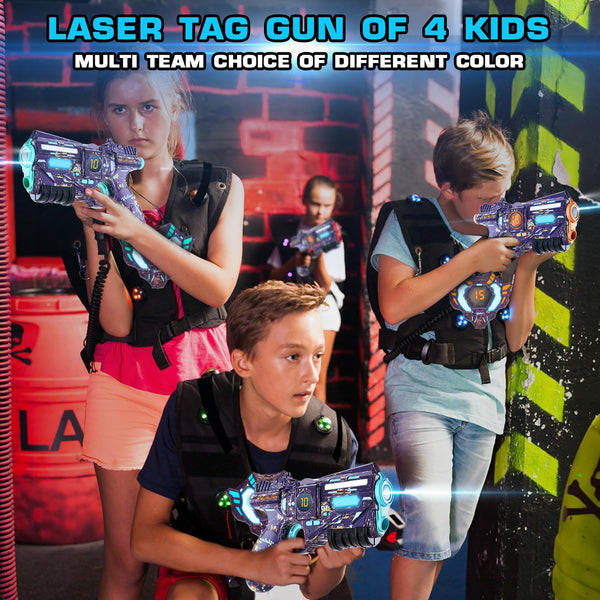 Rechargeable Real-time Data SYNC - Infrared Toy Gun Sets of 4 Gun 4 Vest with Glowing Light, Toy Gun Game for Adults, Gun Set of 4 for Boys Girls Age 6-12 Years Old