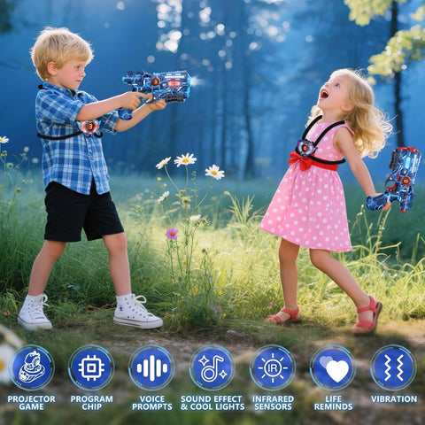 Rechargeable Infrared Laser Tag Set with Projector, 2 Players Toy Gun of Projector with Digital LED Score Display, Shooting Battle Games with 3 Targets,Family Activity Toy for Kids Teens Adults
