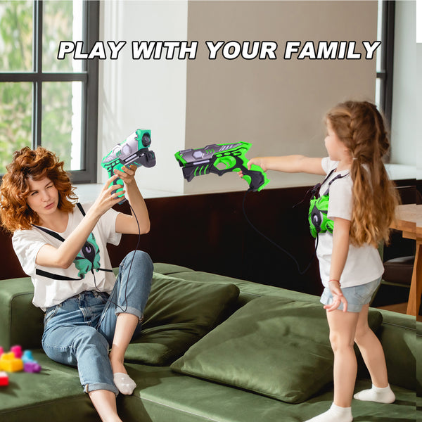 Upgrade Rechargeable Laser Tag Gun - Real-time Data SYNC Infrared Laser Tag Sets of 4 Gun 4 Vest