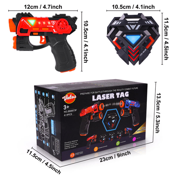 Infrared Mini Laser Tag Set  with Badges 4 Pack, 4 Players Indoor Outdoor,Group Activity Fun Toy