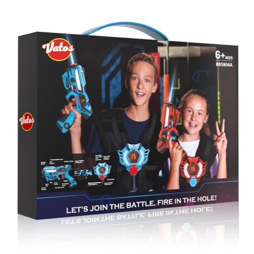 Laser Tag 360° Sensors Set of 2 Players, 2.4GHz Rechargeable Infrared Real-time Data Display Laser Tag Gun, Fun Family Group Activity Game Toy Guns for Kids Teenage Gifts Age 6+