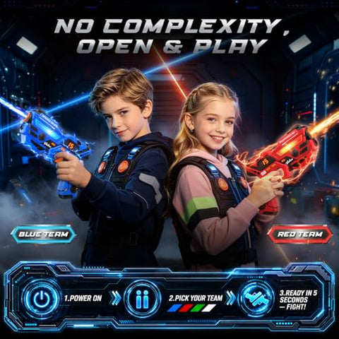 Rechargeable Kids Laser Tag Set for 2, Red & Blue