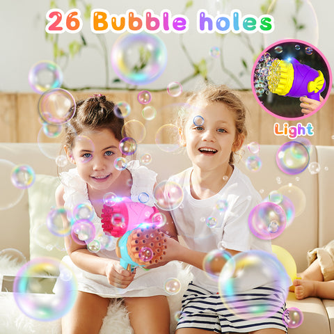 Angel Wings Bubble Machine Gun with Lights 4 Packs, 26 Holes Bubbles Maker