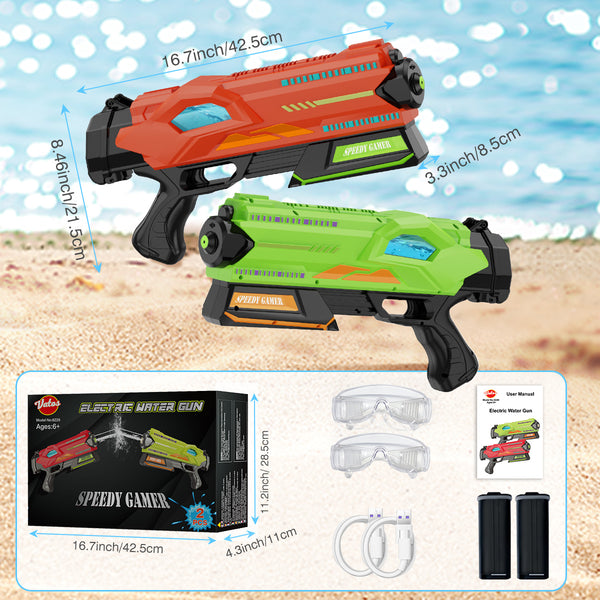 Motorized Electric Water Guns 2 Packs, Automated & Precise High-End Premium Soaker Squirt Guns